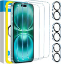 Fotbor for 3Pack iPhone 16 Plus Screen Protector with 3Pack Camera Lens Protector, 9H+ Tempered Glass Easy Installation Kit, Case Friendly iPhone 16 Plus by Fotbor