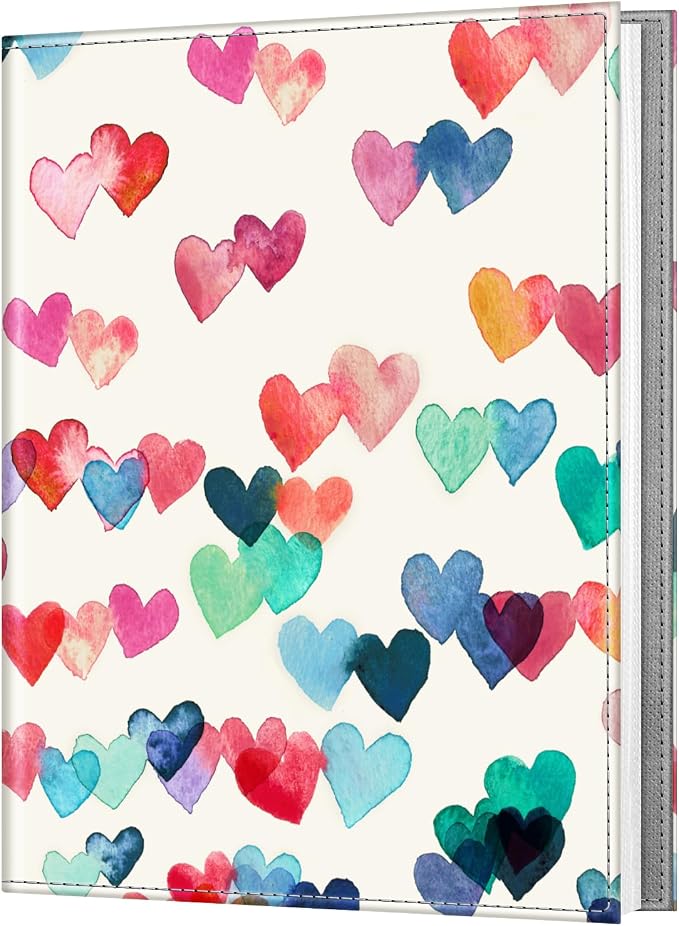 Fintie Photo Album for 8x10 Photos, 52 Pockets Vegan Leather Memory Book | Premium Cover Picture Book, For Family/Wedding/Couples Keepsakes, Anniversary Photos & Artwork Collection, Raining Hearts by Fintie