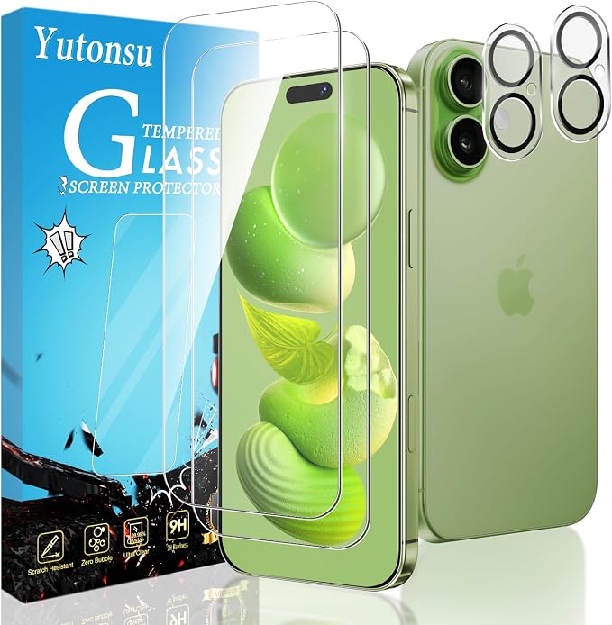 2 Pack Tempered Glass Screen Protector for iPhone 17 6.3-Inch | with 2 Pack Camera Lens Protector, Anti Scratch, Bubble Free, Case Friendly by Unknown