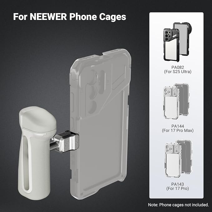 NEEWER Quick Release Side Handle with Anti Off Cold Shoe, 360° Rotation, Nonslip Grip, Compatible with iPhone 17 Pro Max 16 S25 Ultra Phone Cage Accessories, PA148 (Silver) - Image 2