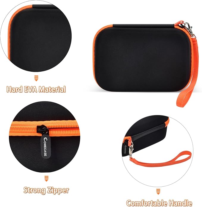 Comecase USB Flash Drive Case, Holds 44 USB Drives and 9 SD Cards | Pre-Cut Foam Fits Mixed Drive Sizes Flash Drive; EVA Shell Protects Data on the Go, Black+Orange Zipper, Large, Case Only - Image 4