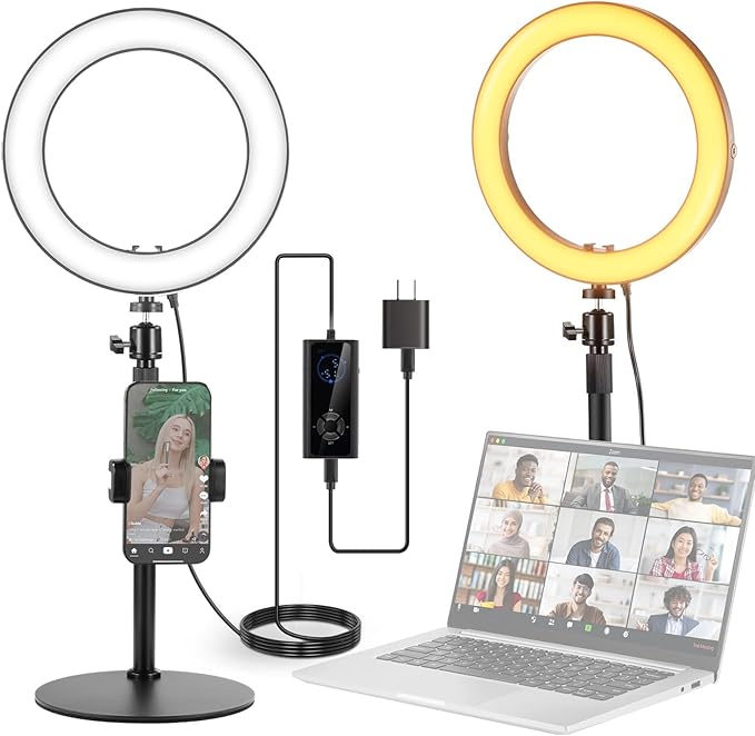 NEEWER 12" 24W High Power Desk Ring Light with Stand/Phone Holder, LED Selfie Video Conference Lighting for iPhone Streaming Makeup Vlog Recording Laptop Computer Webcam Zoom Call Podcast, RH12B by Neewer