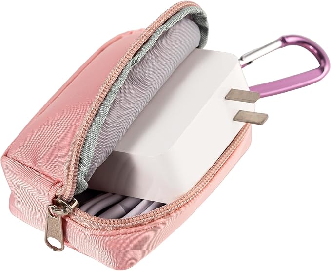 2-Piece Mini Pouch with Carabiner Clip, Unisex Small Organizer Case for Electronics, Makeup, and Accessories (Pink) - Image 3