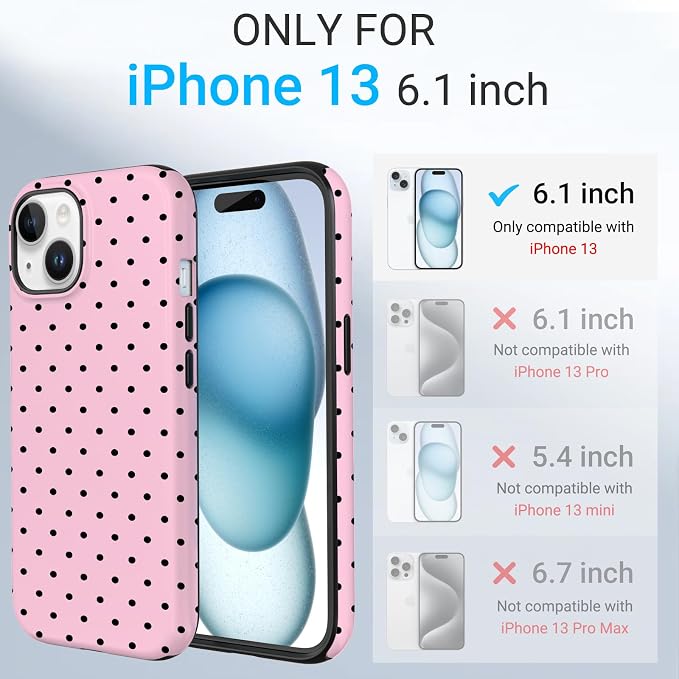 TPU Phone Case for iPhone 13, MagSafe Wireless Charging Compatible, Shockproof Slim Fit Protective Cover with Anti-Yellowing & Raised Camera Protection (Polka dot 4, iPhone 13) - Image 2