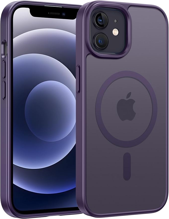 FNTCASE for iPhone 12/iPhone 12 Pro Case Purple: Fit for MagSafe | Translucent Magnetic Camera Protection Slim Cases, 14FT Military Grade Drop Tested, Matte Shockproof Cover by FNTCASE