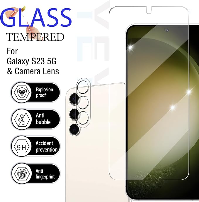Screen Protector for Samsung Galaxy S23, [2+2 Pack] Tempered Glass for Galaxy S23 & Camera Lens Protectors[Ultrasonic Fingerprint Unlock] [Case Friendly] [Bubble-Free] - Image 2