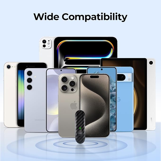 ATUMTEK Bluetooth Remote Shutter, Carbon Fiber Design, Rechargeable Camera Remote Control for iOS & Android Smartphones, Compact and Portable, with Type-C Charging, 10m Remote Range, Bluetooth 5.0 - Image 5