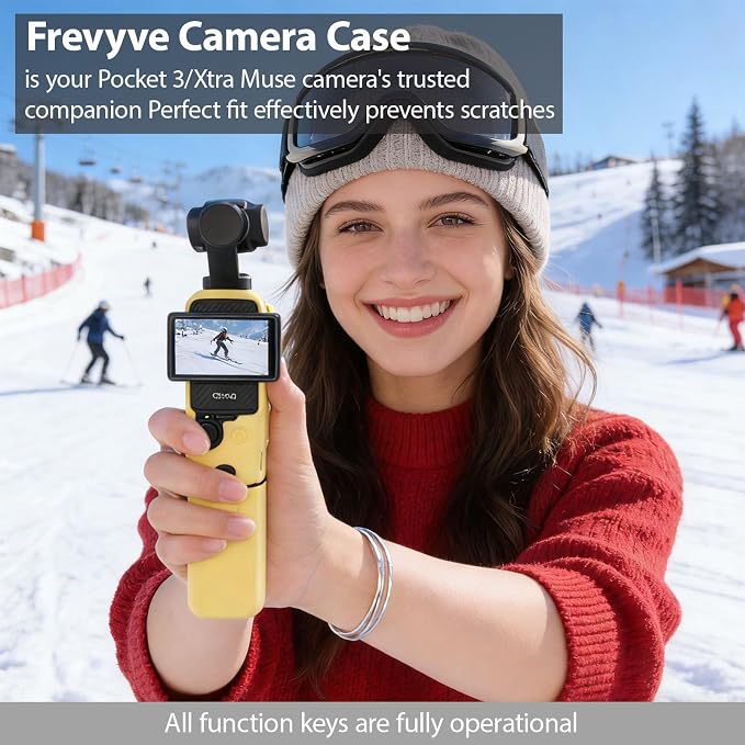 Case for DJI Osmo Pocket 3/Xtra Muse Camera, Soft Silicone Protective Case, Anti-Scratch, Slim Fit Skin with mic Cover and Screen Protector Accessories for Osmo Pocket 3/Xtra Muse (Yellow) - Image 2