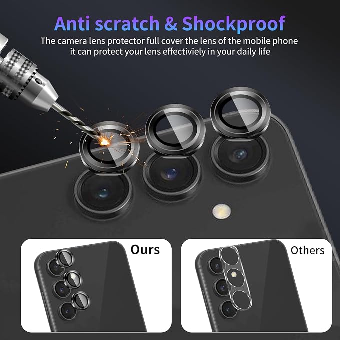 Camera Lens Protector for Samsung Galaxy S24 FE,1 Pack | Tempered Metal Glass Camera Cover Film,HD Clear,Anti-Scratch Lens Screen Protector Film,Case Friendly,Black Titanium - Image 4