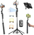 Auto Face Tracking Selfie Stick Tripod for iPhone with Light 360° Rotation That Follows Your Movement 63" Camera Tripod Stand with Remote for Content Creator Vlog Live Stream Video Recording by Home