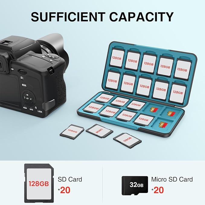 HEIYING SD Card Holder Witch 40 Precise Slots for SDXC SDHC Micro SD Cards | Portable SD Card Case, Hard ABS Shell with Soft Silicone Lining, Precise Card Slots,Magnetic Closure for Neat Storage - Image 2