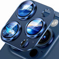 Uyiton for iPhone 15 Pro/iPhone 15 Pro Max Camera Lens Protector | Not Easy to Break, Strong Adsorption, Case-Friendly, Metal 9H Sapphire Glass Rear Camera Screen Cover, Blue Titanium by Uyiton