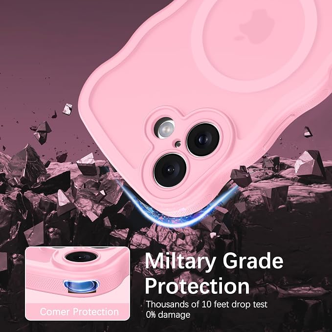 BENTOBEN Magnetic for iPhone 17 Case, Cute Wavy Full Camera Protection [Compatible with MagSafe] Translucent Matte Anti-Slip Bumper Women Girls Boys Protective Cover for 17 6.3", Light Pink - Image 4