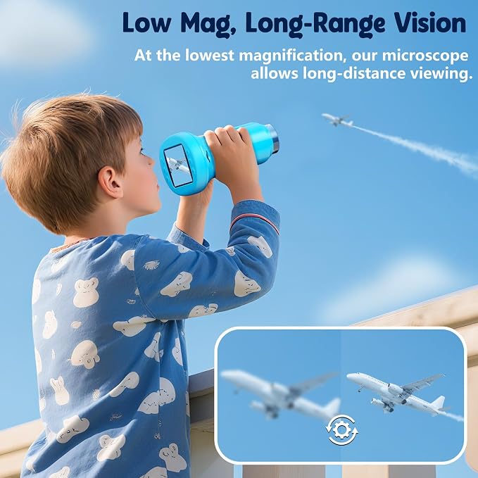 Odatay 4K 1000X Digital Microscope for Kids with 32G Card, Long Distance Viewing & 2.4" Screen Portable Handheld Edu Toys for Age 3-12 Exploring Bugs Plants at Home Classroom & Outdoor Travel, Blue - Image 6