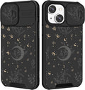 (2in1 for iPhone 12 Case Moon Plants for Women Cute Phone Cover Flower Heart Stars Space Design with Slide Camera Cover Protective Fashion Black Cases for iPhone12 6.1'' by Goocrux