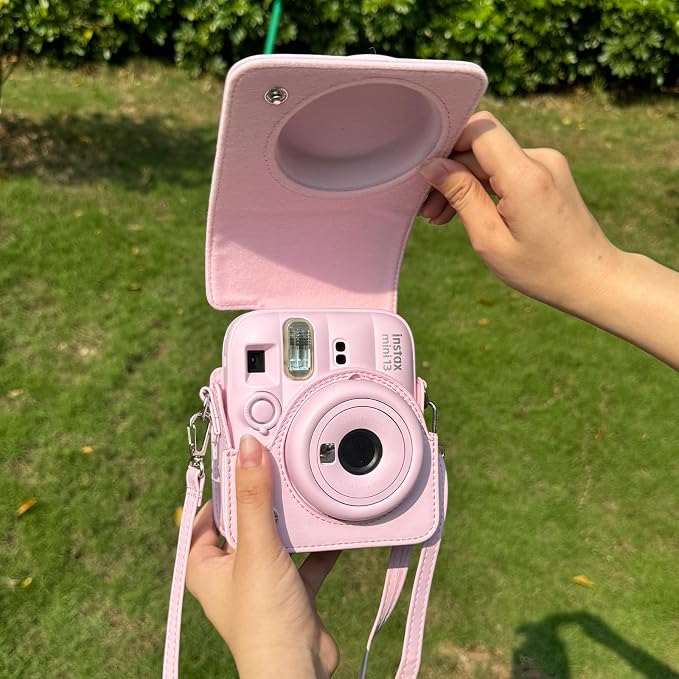 CAIYOULE Camera Case for Fujifilm Instax Mini 13 Instant Film Camera, Pink | Mini 13 Protective Camera Case, PU Leather Camera Crossbody Bag for Instax Mini 13, with Photo Album, Adjustable Strap - Image 8