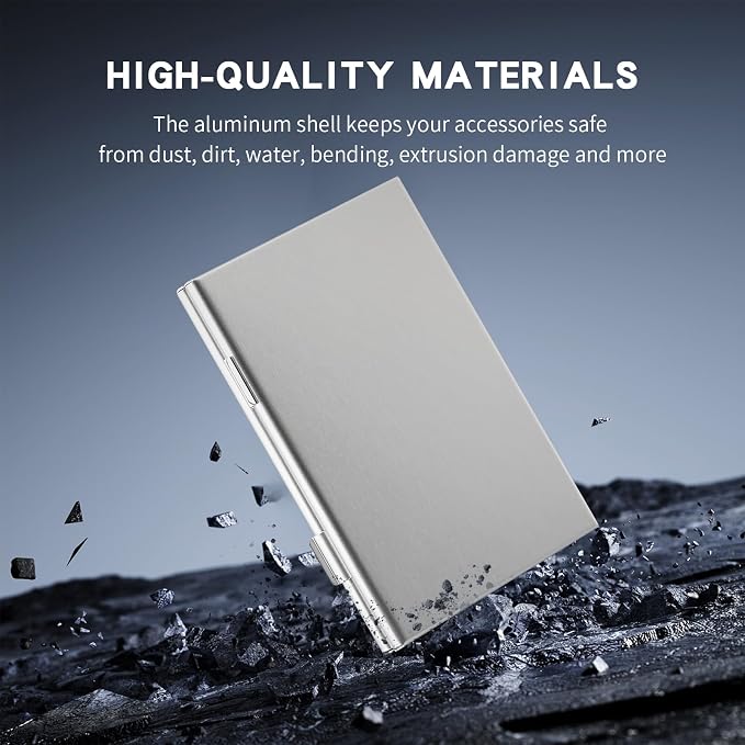 Aluminum SIM Card Case, 21Slots Ultrathin SIM Card Holder, Fit for 4 SIM Card, 4 Micro sim Card, 12 Nano sim Card and 1 Cell Phone Eject Pin Slots, Silver - Image 5