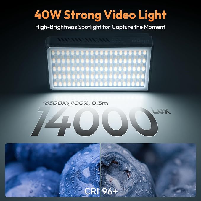 ULANZI 40W Bi-Color Portable Video Light, 5000mAh Rechargeable LED Camera Light, Battery, 8 Scene Modes, 2700-6500K Mini Studio Lighting for YouTube, Vlogging, Live Streaming, Photography - Image 4