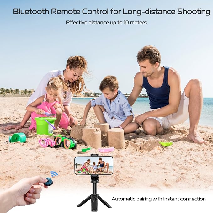 ULANZI JJ02 Selfie Stick Tripod, Portable Pocket Size Phone Tripod Holder | 3-in-1 Mini Phone Grip, Detachable Remote, 2 Cold Shoe, Wireless Shutter for Vlog, Photography, Livestreaming - Image 8