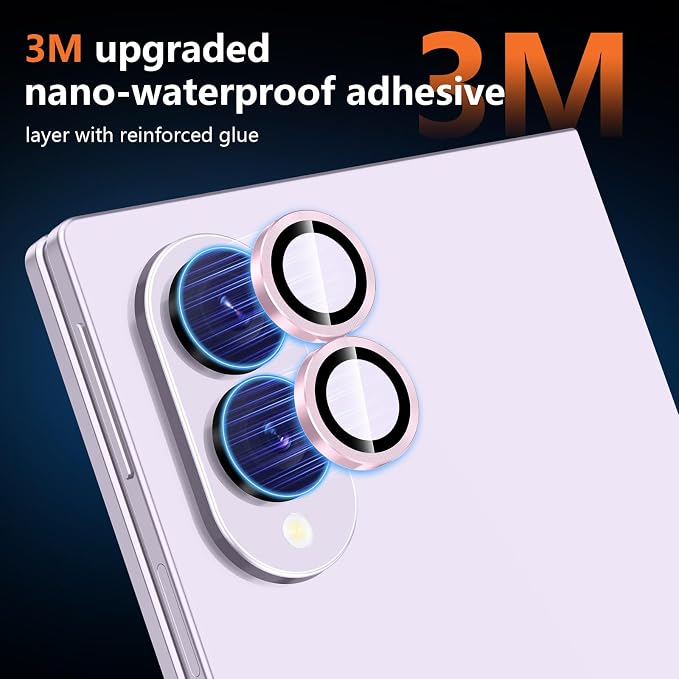 for Samsung Galaxy Z Fold 8 Camera Lens Protector, Individual Metal Ring Tempered Glass Lens Cover, [Strong Adsorption] Scratch Resistant Ultra-Thin HD Clear Lens Cover, 1 Set-Pink - Image 4