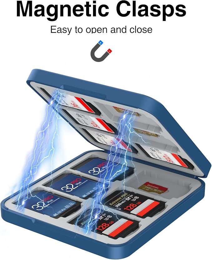 HEIYING Memory SD Card Holder with 24 Card Slots for Micro SD Cards | 12 SD + 12 Micro SD Slots, Magnetic Closure, Compact Portable Storage case with Soft Silicone Interior for Card Protection - Image 5