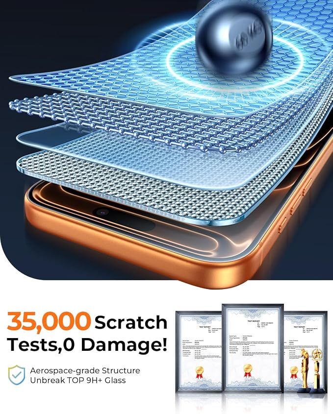 2+2 Packs for iPhone 17 Pro Screen Protector with Camera Lens Protector | [Zero Bubble][10X Military Protection] 17 Pro 6.3'' TOP 9H+ Tempered Glass Full Edge Coverage, HD Clear, Case-Friendly - Image 6