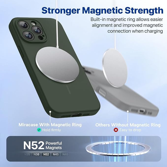 miracase Magnetic for iPhone 14 Pro Max Case, [Soft Anti-Scratch Microfiber Lining], Compatible with MagSafe, Silicone Shockproof Protection Phone Case for iPhone 14 Pro Max,Dark Green - Image 4