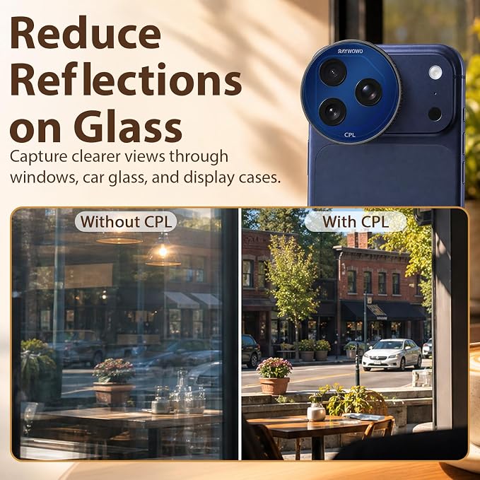 CPL Lens Filter for iPhone 17 Pro, Blue | Polarizing filter cuts glare and reflections while enhancing color and contrast; quick-install design for photos and video. - Image 4