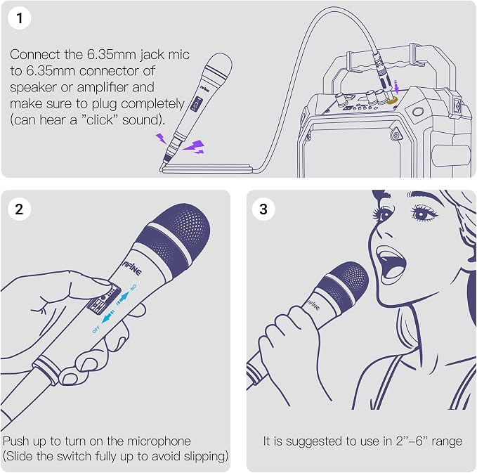 FIFINE K6 Karaoke Microphone, Dynamic Vocal Microphone for Singing | 6.35MM Wired Handheld Mic with On and Off Switch, 14.8ft Detachable Cable for Speaker, Audio Mixer/Interface - Image 7