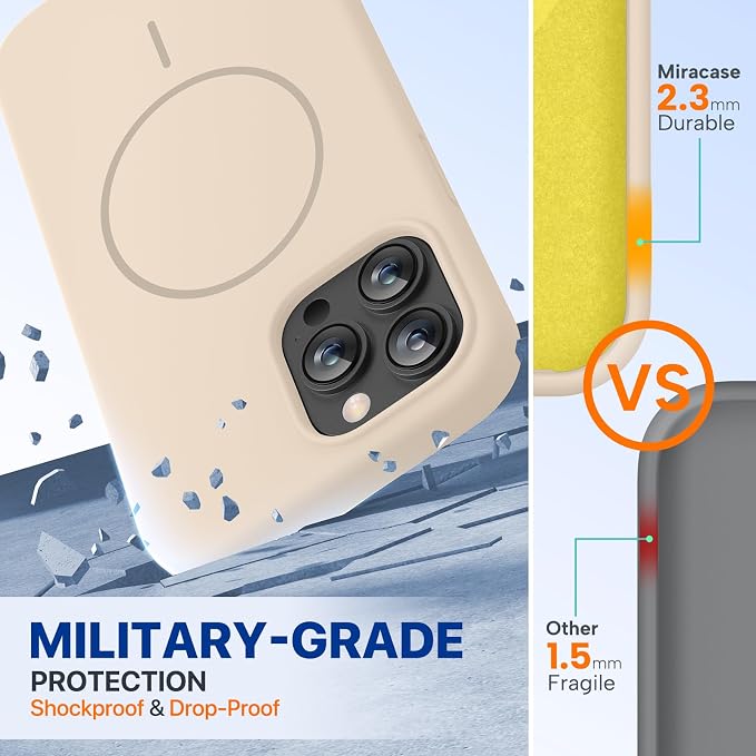 miracase Magnetic for iPhone 13 Pro Max Case, [Soft Anti-Scratch Microfiber Lining], Compatible with MagSafe, Liquid Silicone Shockproof Drop Protection Phone Case for 13 Pro Max, Sand - Image 3