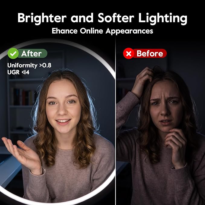 Zoom Lighting for Computer, 8 inch Ring Light with Stand for Desk | Adjustable Circle Light for Video Conference, Zoom Meeting, Video Recording, Zoom Call, Streaming, Podcast，Webcam - Image 4