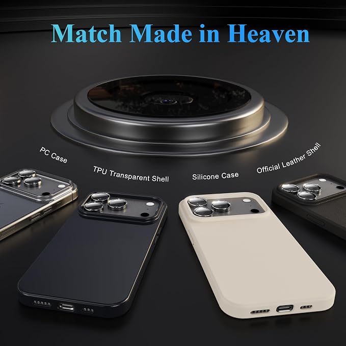 YWXTW Camera Lens Protector for iPhone 17 Pro/iPhone 17 Pro Max, [1 Step Installation Tray] Tempered Glass Screen Protector Metal Individual Camera Cover Accessories Case Friendly (Glitter Grey) - Image 6