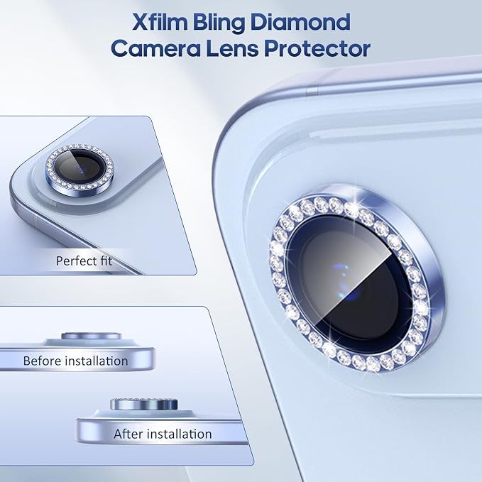 for iPhone 17 Air Camera Lens Protector Cover Bling Diamond, Blue | Individual Metal, 9H Hardness, Scratch Resistant, Shockproof, Drop Protection, Case Friendly, Stylish Accessories - Image 5