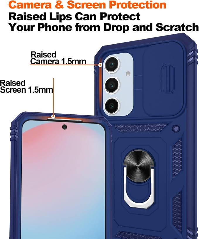 Gritup for Samsung S24 FE Case: Galaxy S24 FE Case with Screen Protector*2 | Magnetic Stand & Slide Camera Cover | Shock Proof Military-Grade para S 24 FE Cover -Blue - Image 5