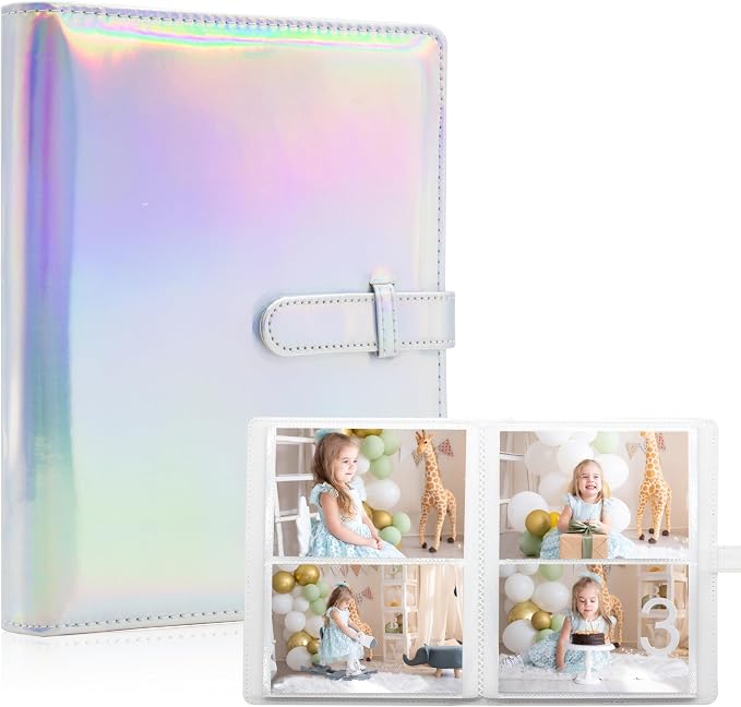 Photo Albums 4x6 Pictures – 152 Pockets Vegan Leather Cover Memory Album Book, Suitable for Family Wedding Boys Girls and Babies Storage (Magic Silver) by Tugle