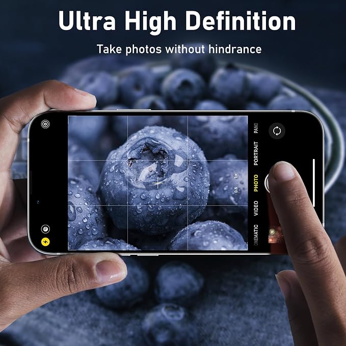 UniqueMe for iPhone 13 Pro/13 Pro Max Lens Protector Sliver (Bling Circle) | Strong Drop Protection, Not Easy to Fall-off, Metal Ring, Tempered Glass, Rear Camera Screen Cover - Image 7