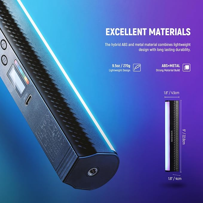 NEEWER TL20C RGB Light Wand Magnetic Handheld Photography Video Light Stick | 2500K-8500K Dimmable, CRI95+, Full Color LED Tube Light Bar with 2550mAh Battery, 17 Light Scenes for Vlog TikTok YouTube - Image 7