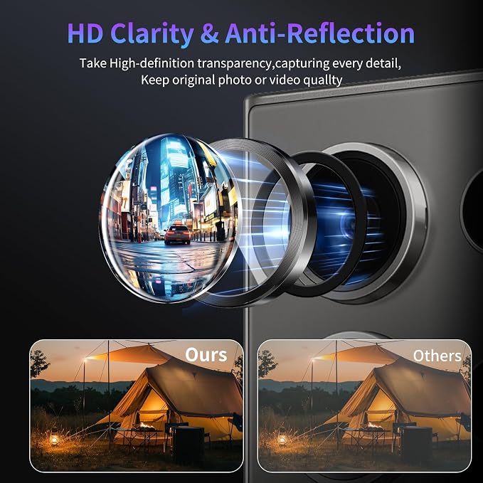 Camera Lens Protector for Samsung Galaxy S24 Ultra,1 Pack | Tempered Metal Glass Camera Cover Film,HD Clear,Anti-Scratch Lens Screen Protector Film,Case Friendly,Black Titanium - Image 3