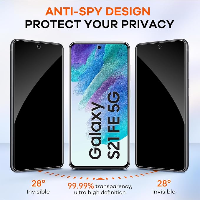 3+3 for Samsung Galaxy S21 FE 5G Privacy Screen Protector Camera Protector | 9H Tempered Glass Cell Phone Protector Camera Lens Protector - Image 7