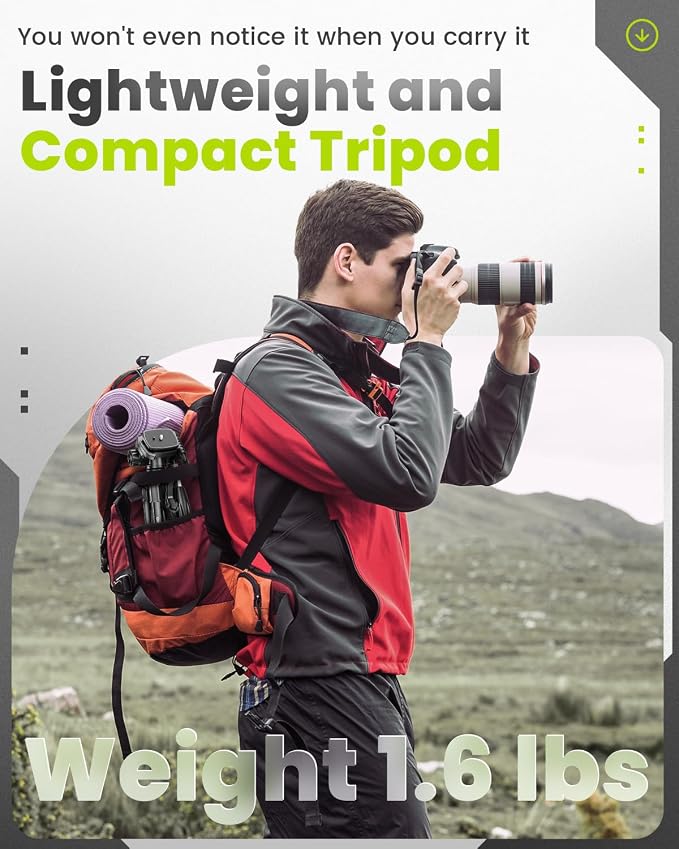 CAMBOFOTO 30"-Camera-Tripod, Porfessional Aluminum Heavy Duty Tripod Stand for Mirrorless Camera/DSLR/Cell Phone/Camcorder, with Holder and Travel Bag (Weight 1.5Lb, Max Load 15 Lb) | Heavy Duty Tripod for Mirrorless Camera/DSLR/Camcorder, with Holder ... - Image 10