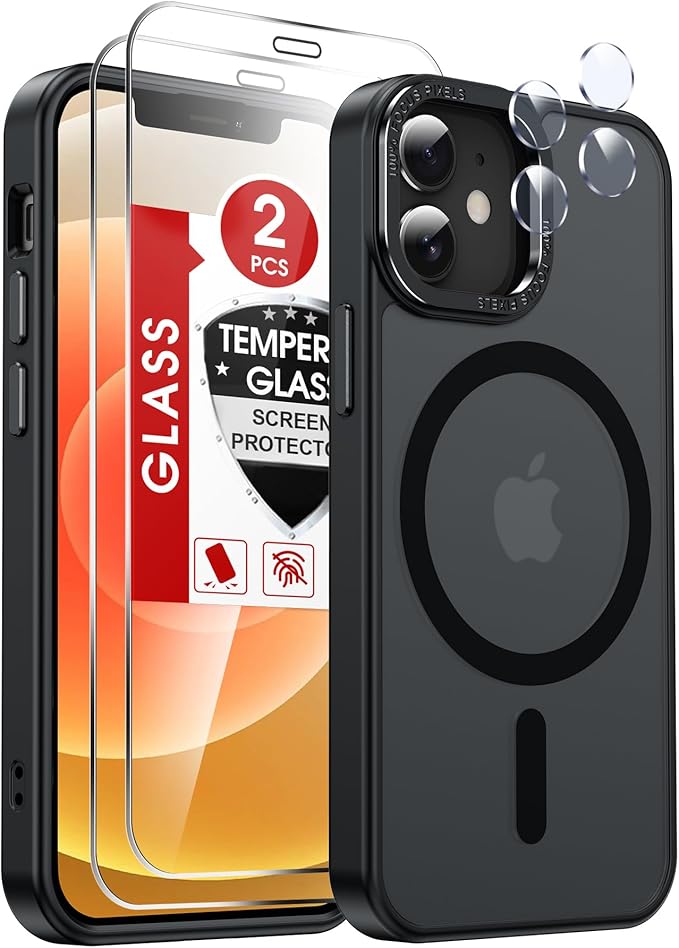 LeYi for iPhone-13 Mini Case/i Phone 12-Mini Cases for Magsafe, Black | with 12Mini 13Mini Screen Protector X2+ iphone12 Mini iphone13 Mini Camera Lens Cover X2 Magnetic Protective Hard mini12 by LeYi
