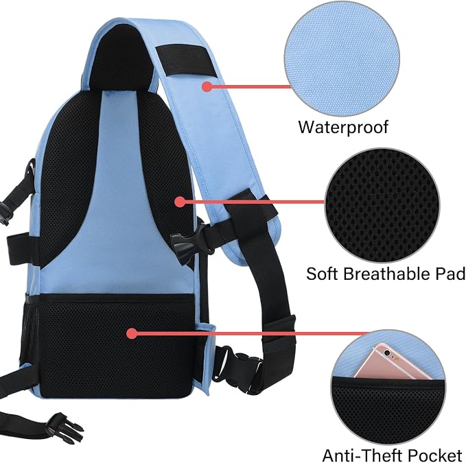 MOSISO Camera Sling Bag, DSLR/SLR/Mirrorless Camera Case Camera Backpack | Shockproof Photography Bag with Tripod Holder&Removable Modular Inserts Compatible with Canon/Nikon/Sony/Fuji, Cerulean Blue - Image 4