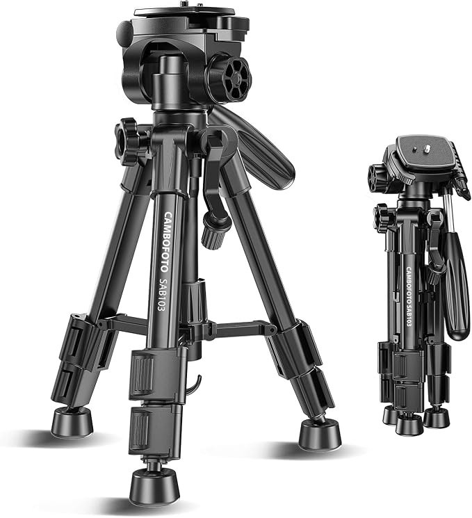 CAMBOFOTO 30"-Camera-Tripod, Porfessional Aluminum Heavy Duty Tripod Stand for Mirrorless Camera/DSLR/Cell Phone/Camcorder, with Holder and Travel Bag (Weight 1.5Lb, Max Load 15 Lb) | Heavy Duty Tripod for Mirrorless Camera/DSLR/Camcorder, with Holder ... by CAMBOFOTO