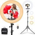 Yesker Ring Light 18 Inch with Stand Tripod Big Selfie Ringlight Adjustable 6000K Dimmable LED Portable Professional Ring Lights Kit Phone Holder for Camera Live Streaming Makeup YouTube Video TikTok by YESKER