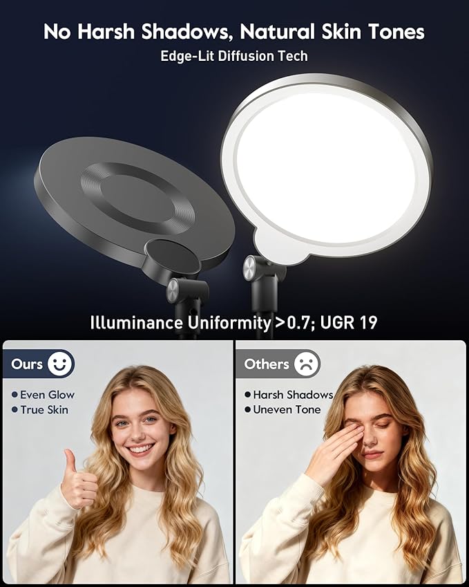 2 Packs Desk Ring Light with Stand for Video Conference | Adjustable Desktop Light with Phone Holder for Video Calls, Zoom Lighting for Computer, Video Light for Recording, Podcast - Image 3