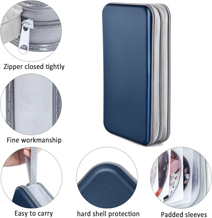 96‑Capacity Hard Plastic CD/DVD Binder for Car, Home & Travel | Zipper‑DVD Organizer, Scratch‑Resistant Sleeves Shield Discs From Dust & Damp; Stores Music, Video, Gaming & Blu‑ray Discs - Image 2