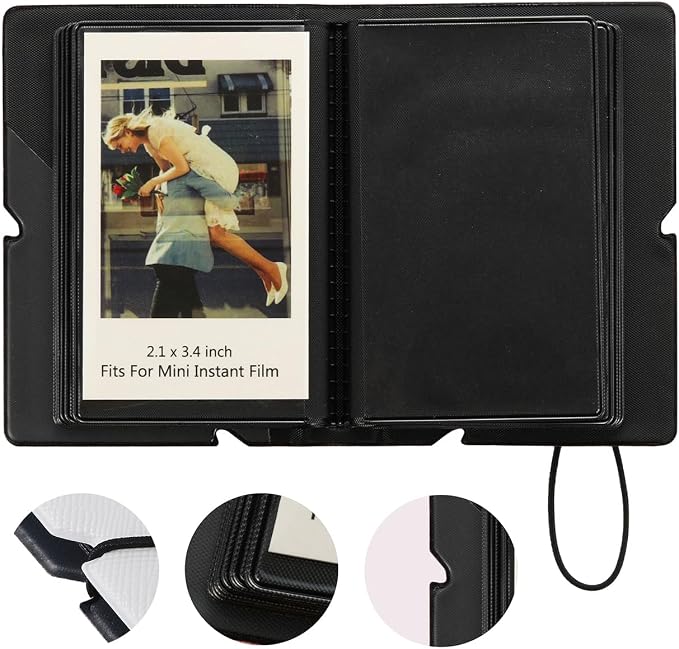 2x3 Instax Mini Photo Album, 28 Pockets. White, 1PK | Portable Wallet Size Album Stores 2x3 inch Instant Photos. Fits Polaroid, Instax Mini, Kodak Mini Prints and Zink. - Image 3
