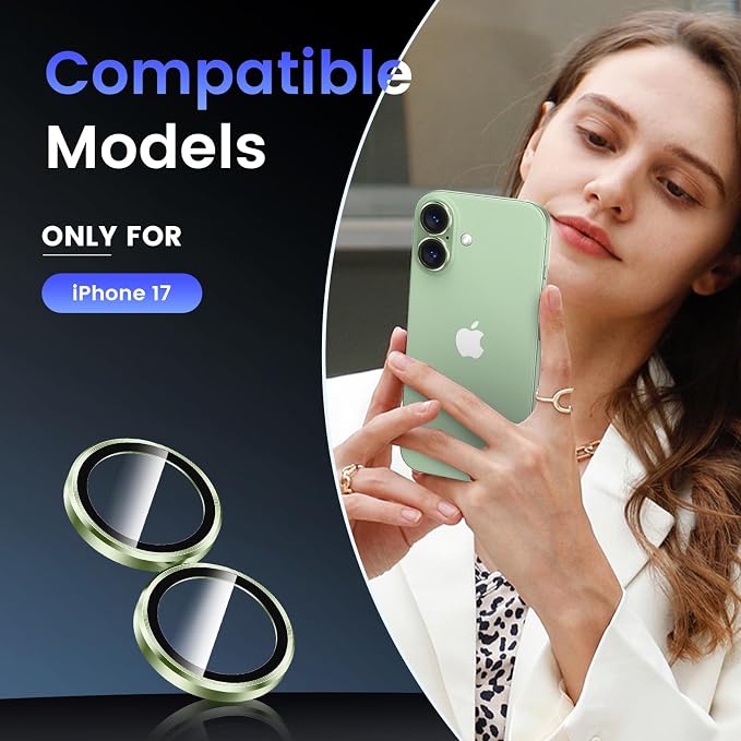 Tensea for iPhone 17 Camera Lens Protector, Camera Cover Screen Protector | Metal Individual Ring with 9H Tempered Glass for iPhone 17 6.3inch, HD Clear, Easy Installation, Full Protection - Image 2