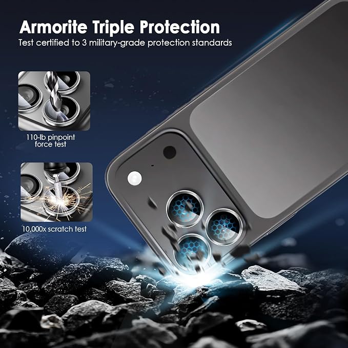 Camera Lens Protector for iPhone 17 Pro & 17 Pro Max, Titanium | AR+AF, 9H Tempered Glass, Individual Metal Ring, Anti Glare, Fall Protection, Camera Screen Cover - Image 3