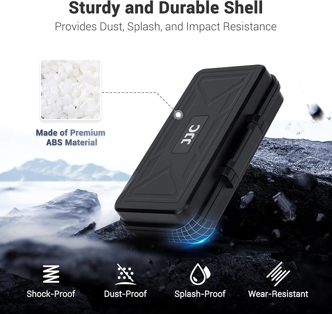 JJC Camera Battery & SD Memory Card Case Holder for Canon Nikon Sony DSLR | Holds up to 3 x Canon LP-E6 Sony NP-Z100 Nikon EN-EL15 Fuji NPW235 & SD CFexpress XQD Cards, Water-Resistant & Shockproof - Image 3